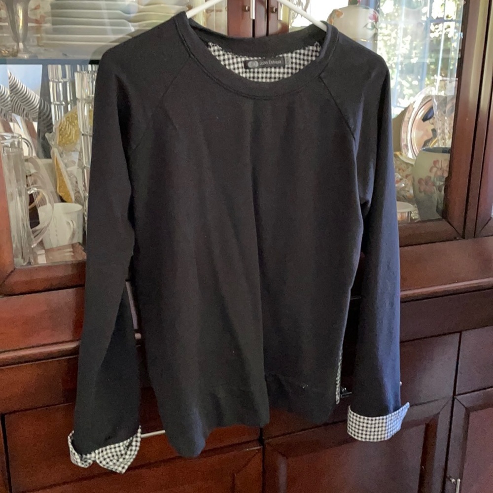 John Eshaya long sleeve slit back shirt